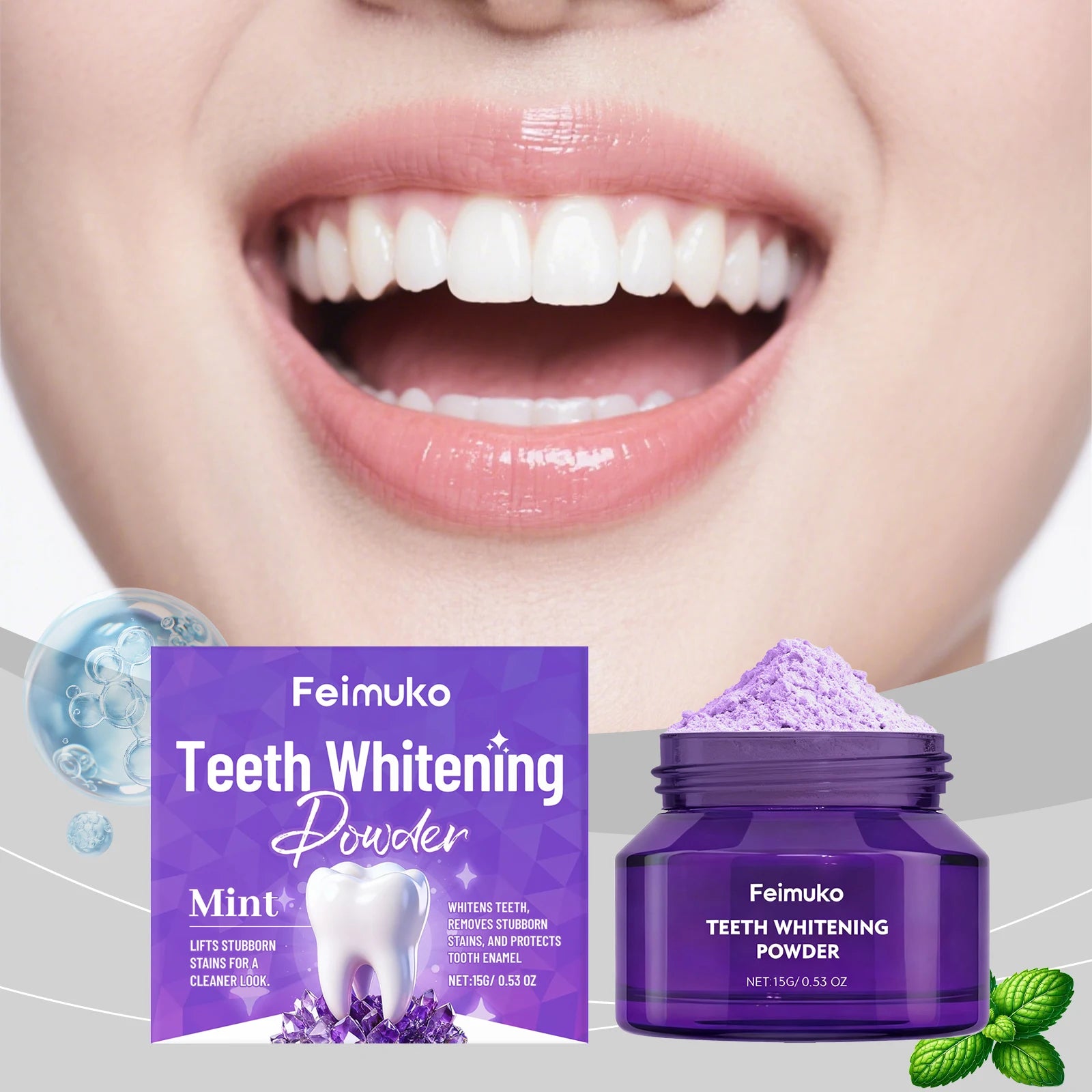 Polvo blanqueador dental